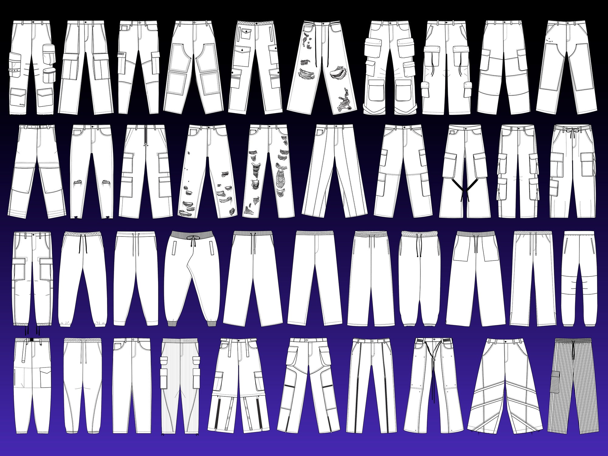 streetwear pants vector mockups